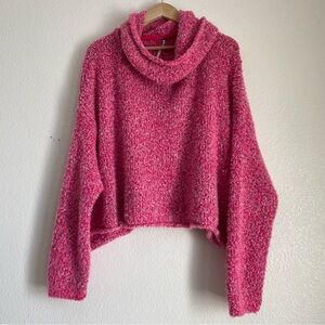 Free People Red Lotus BFF Knit Cowl Neck Sweater, pink, M